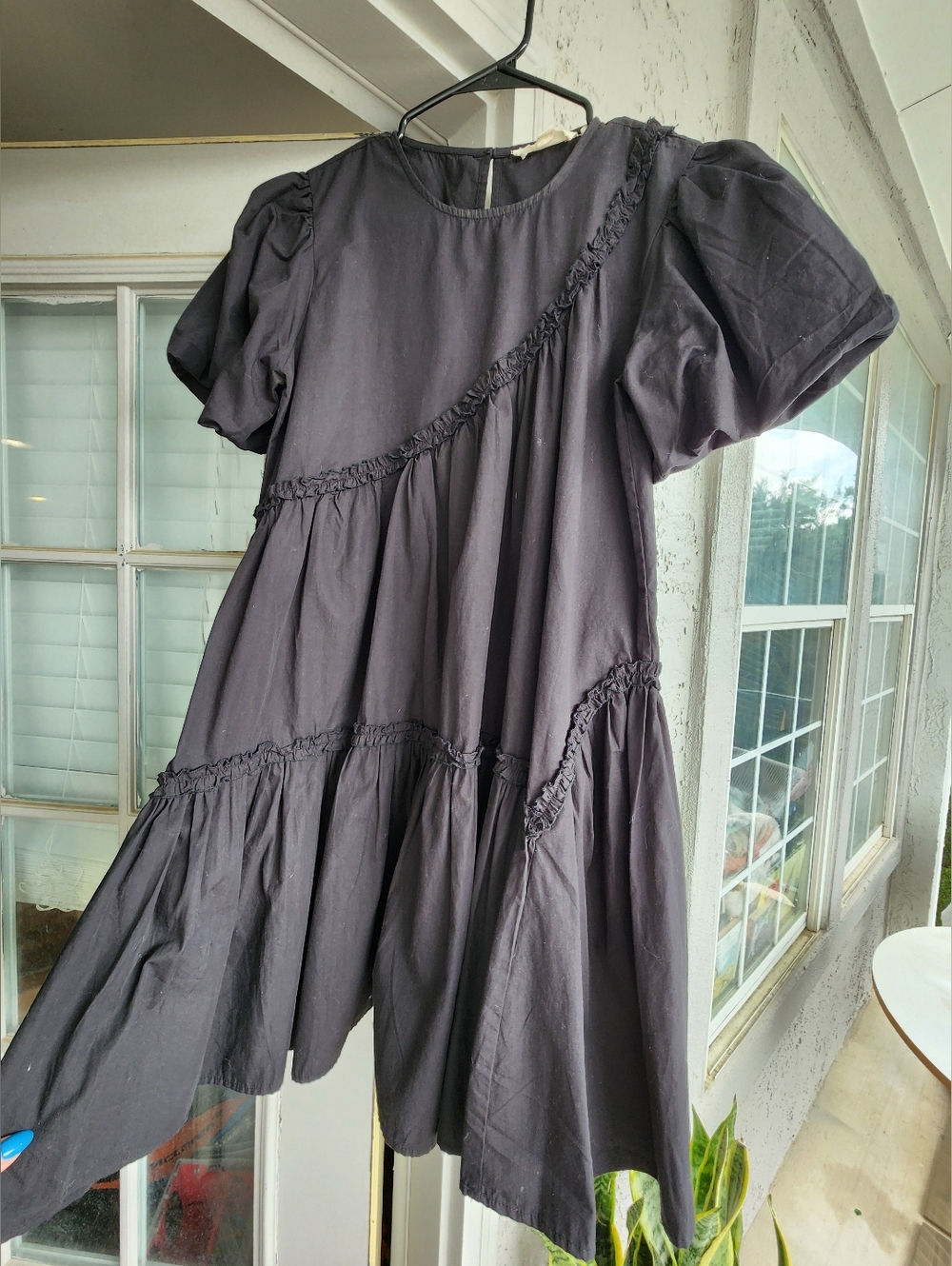 Anthropologie Forever That Girl Black Cotton Tiered Ruffle Dress Sz Xs